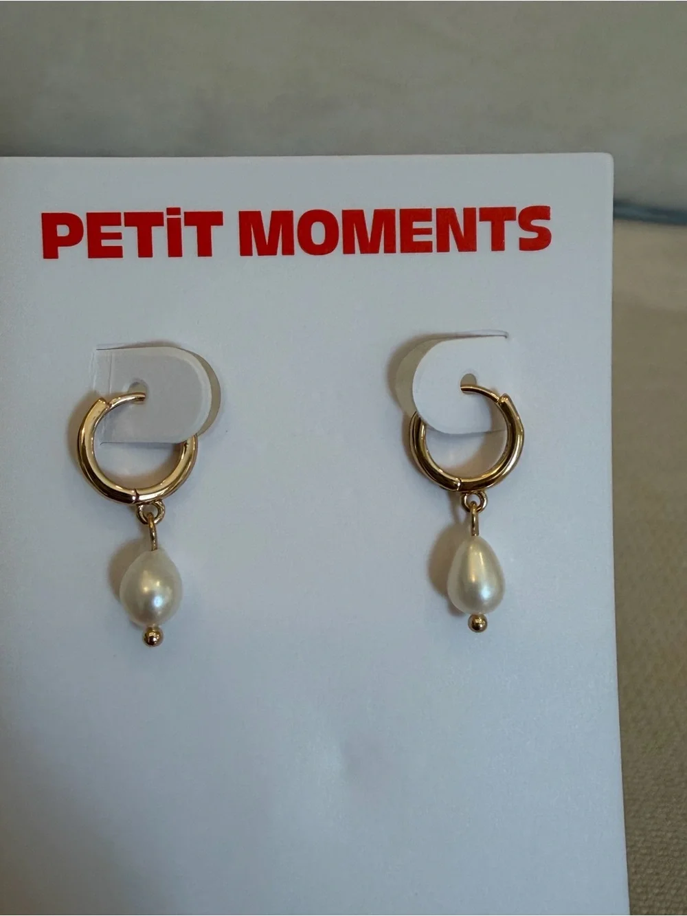 Gold Hoop Earrings with White Pearl Drops